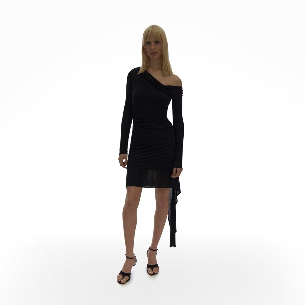 Helmut Lang Scala Asymmetrical Drape mini dress